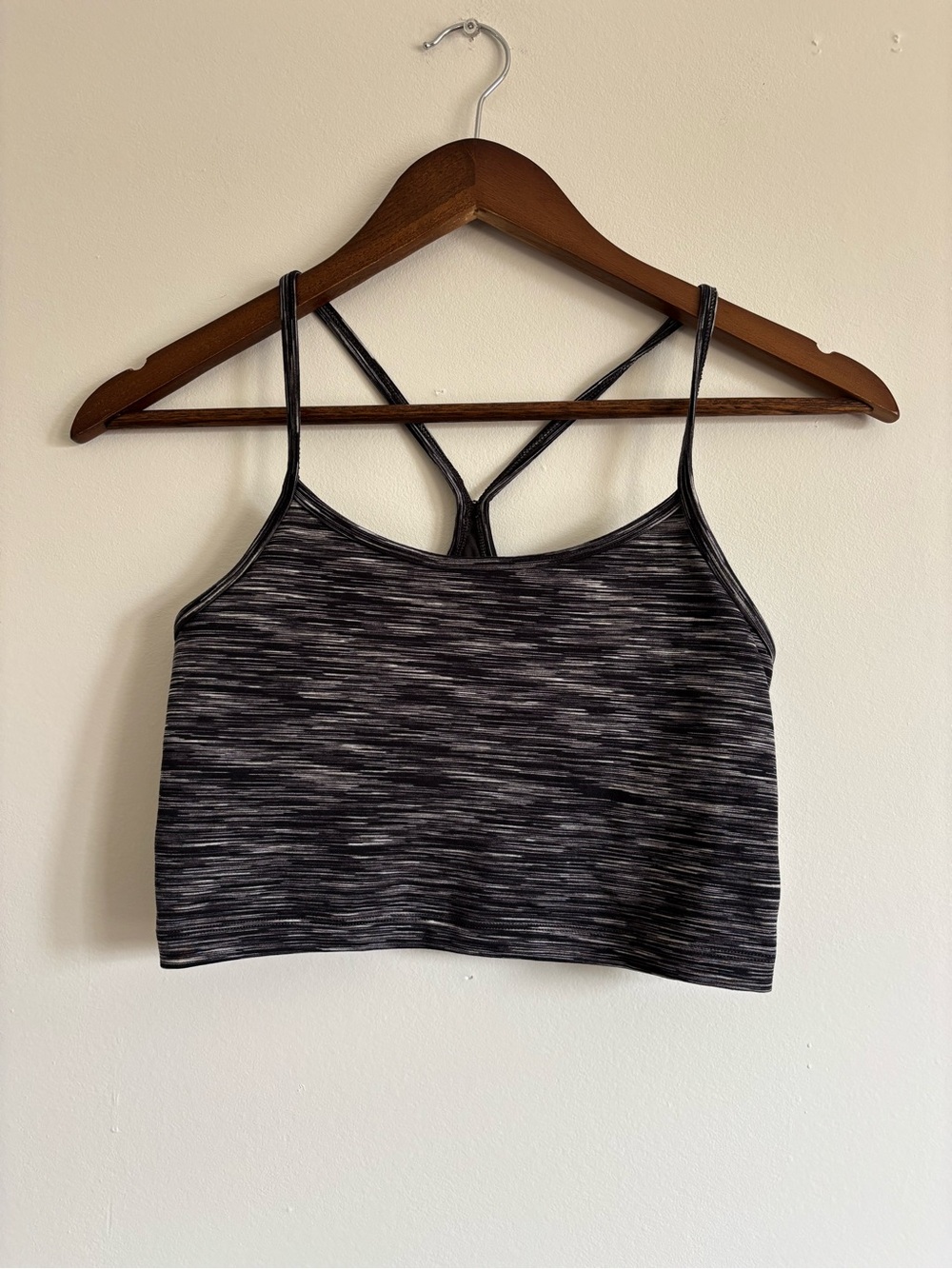 aerie Black Heathered Strappy Sports Bra
